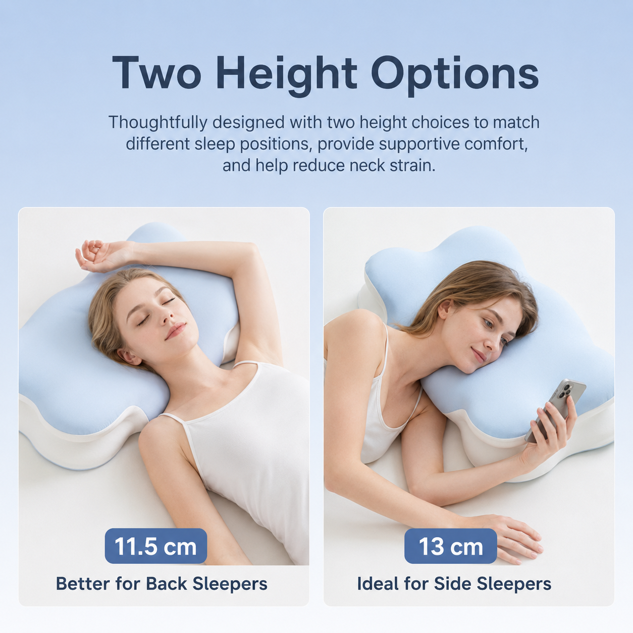 Dual-Height Memory Foam Neck Pillow