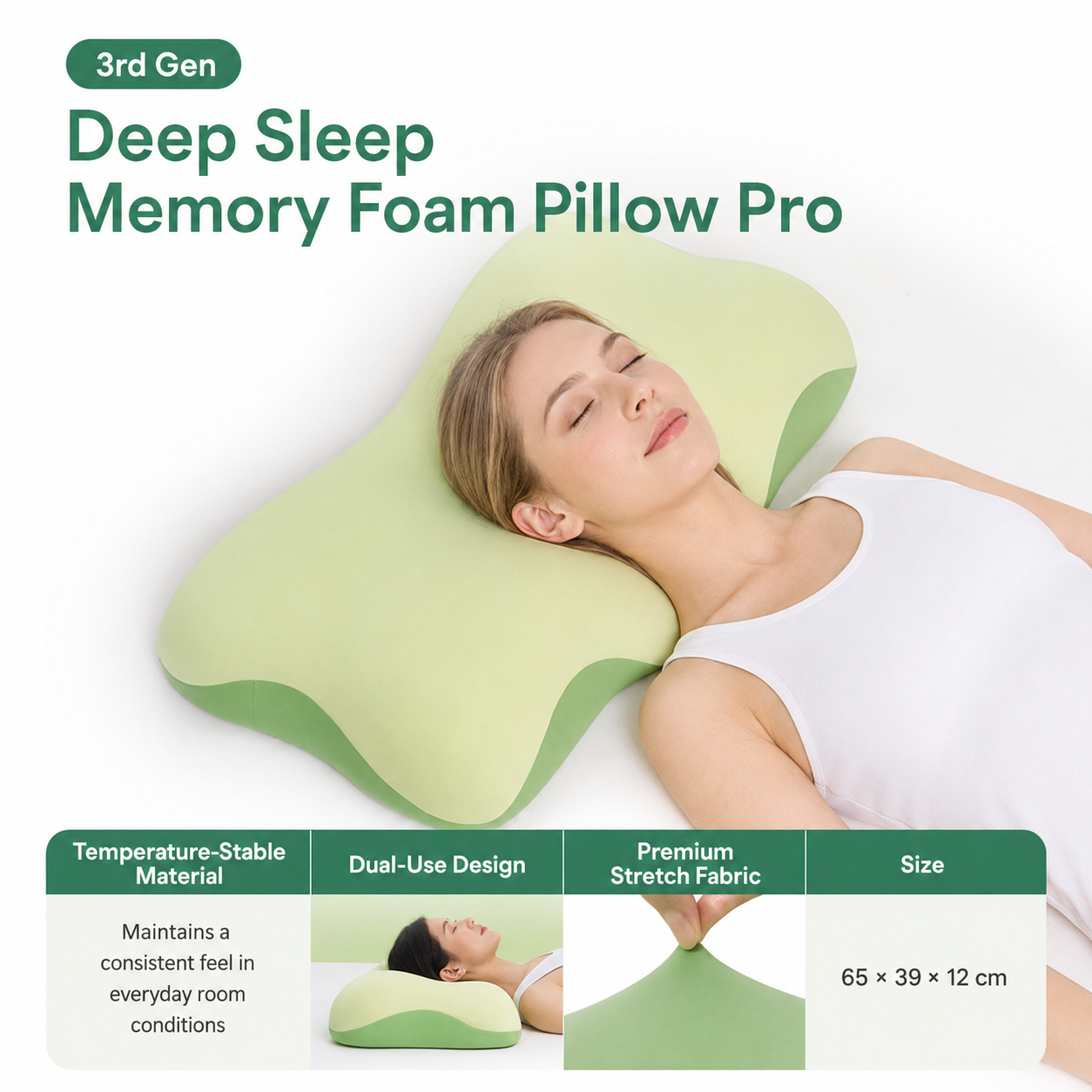 Zoned Memory Foam Neck Support Pillow