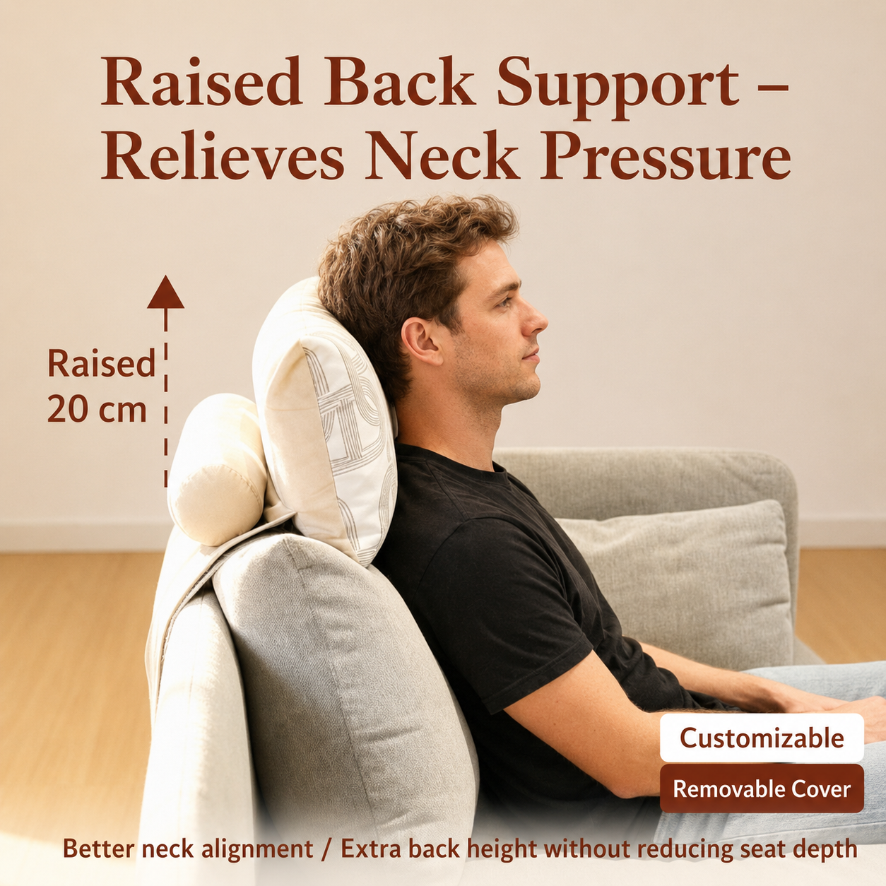 Raised Sofa Headrest Support Cushion