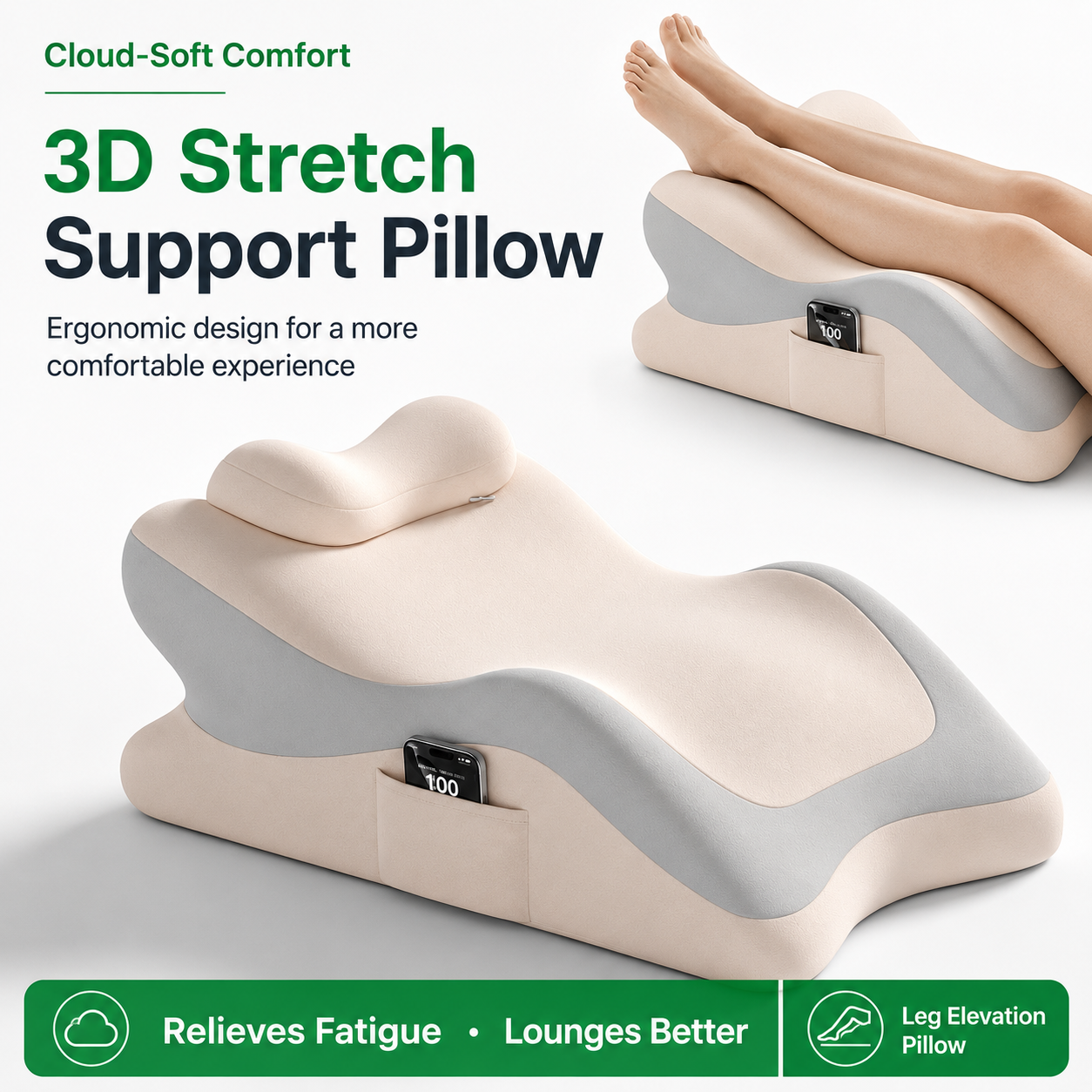 3D Memory Foam Lounge Support Pillow