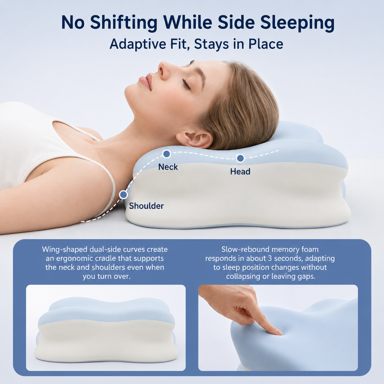 Dual-Height Memory Foam Neck Pillow